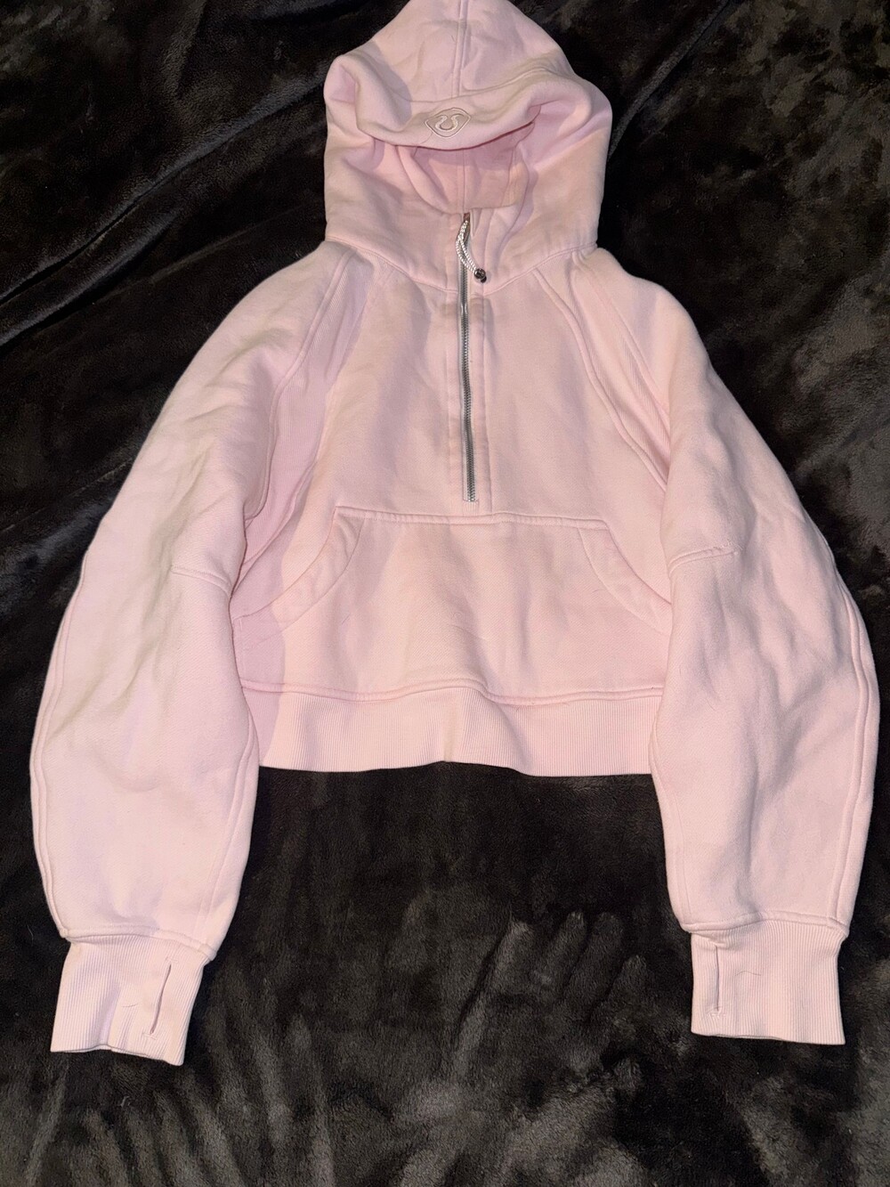 Lululemon Scuba quarter Zip crop Hoodie Size 6 Thumbhole Cuffs